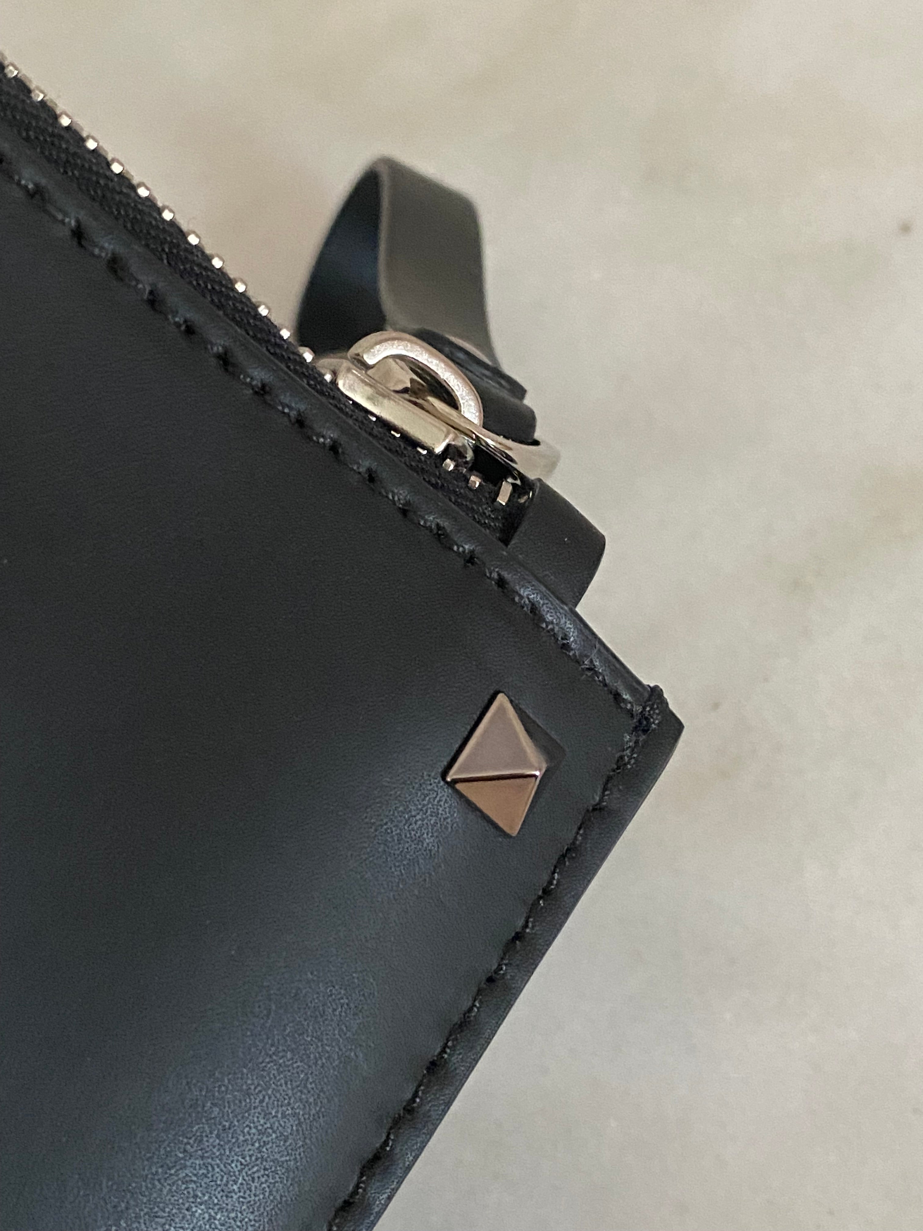 Valentino Black VLTN Logo Large Clutch