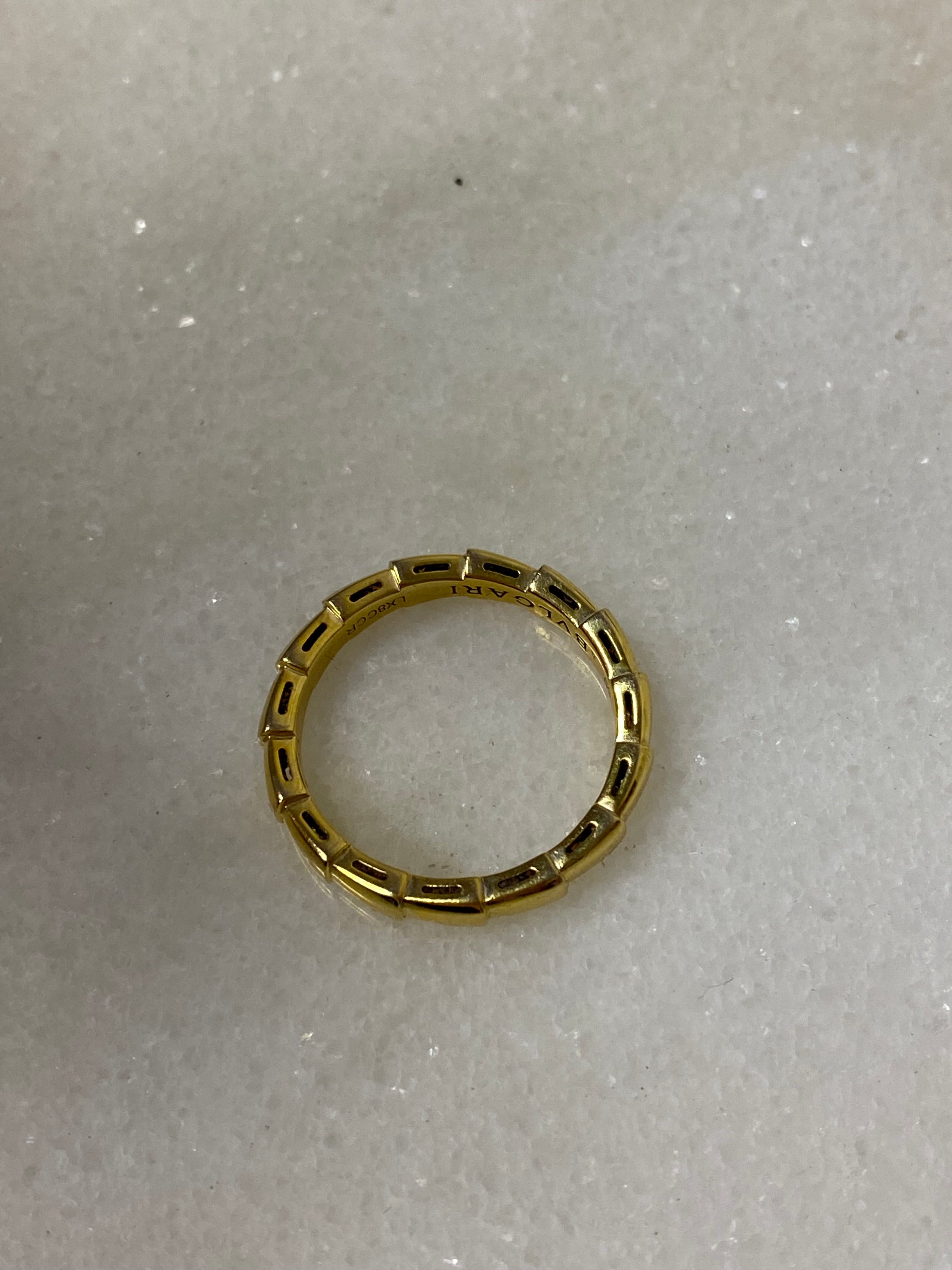 Bvlgari 18K Yellow Gold Serpenti Viper Ring 59