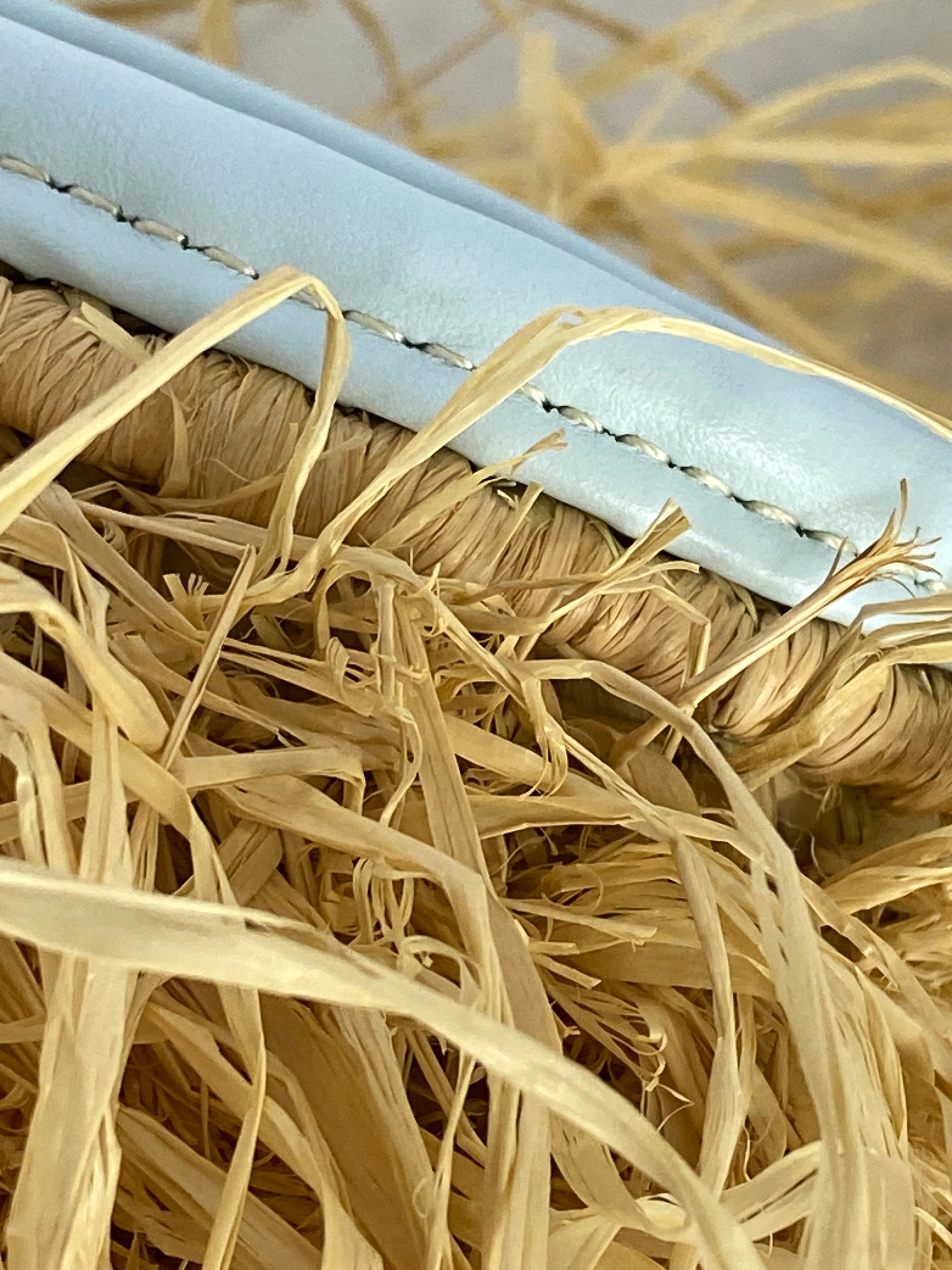 Jacquemus Light Blue Le Panier Soli Raffia Shopping Bag