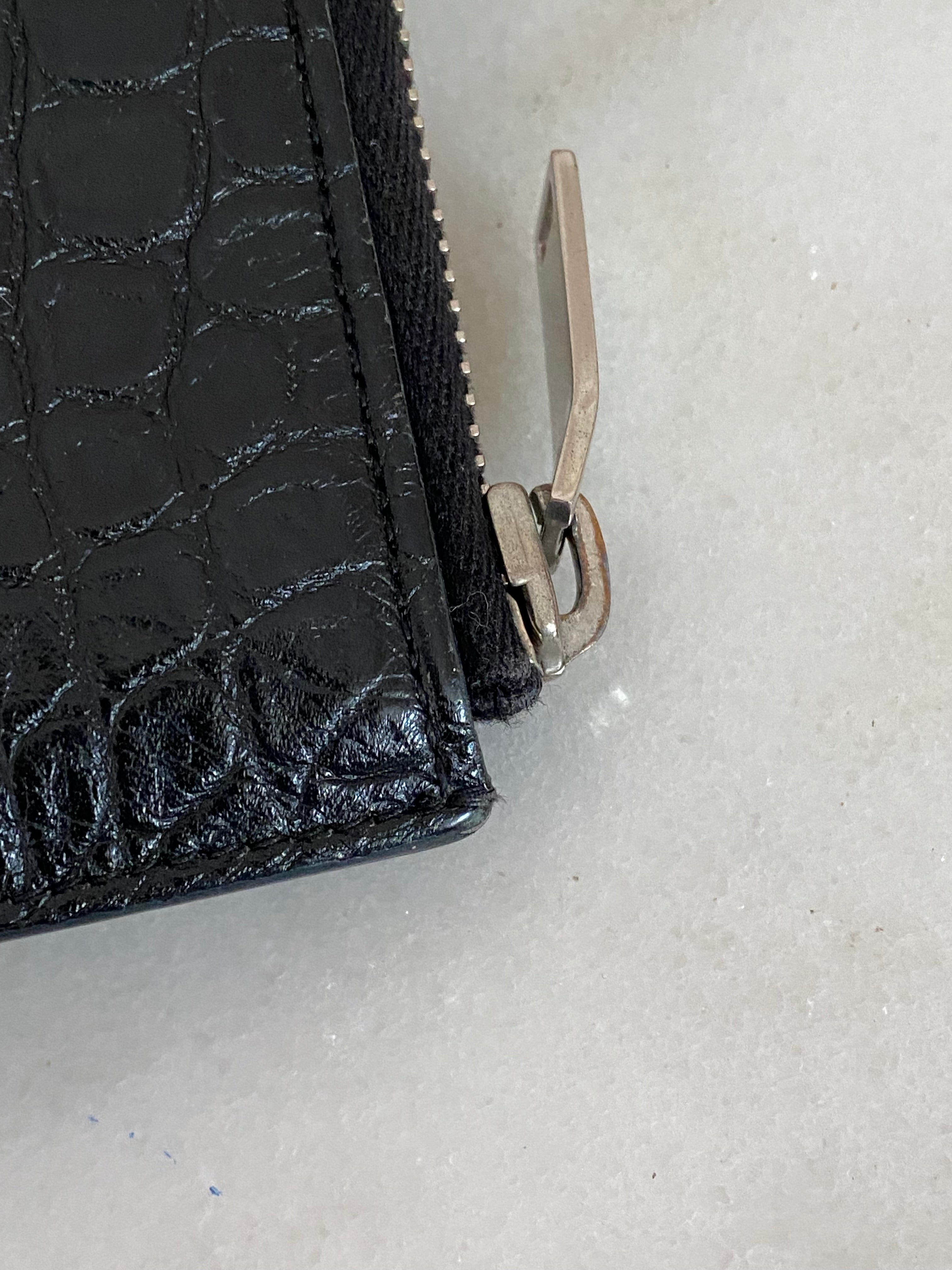 YSL Black Croco Pouch