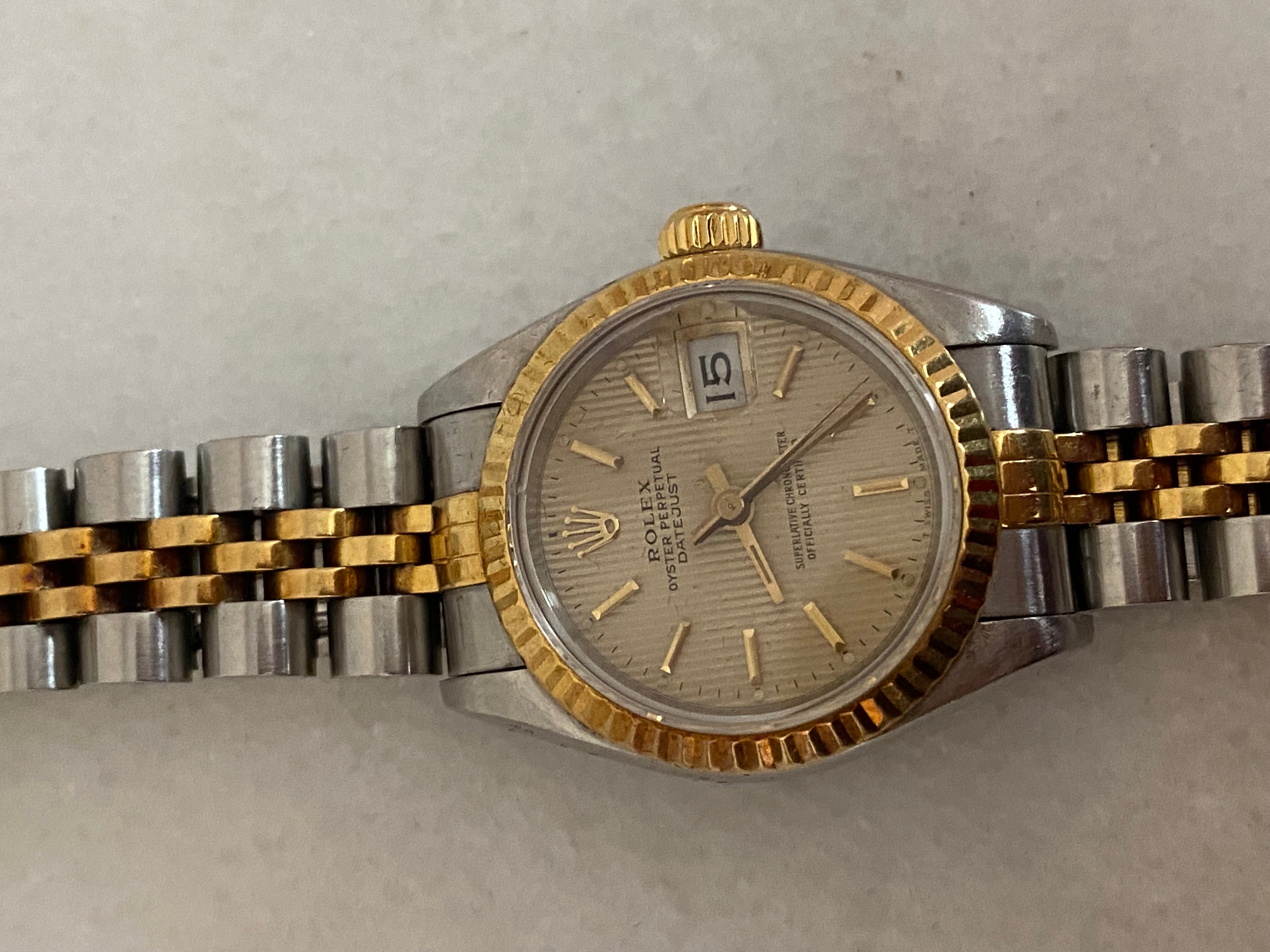 Rolex 18K Yellow Gold Stainless Steel Oyster Perpetual Datejust 26mm Watch