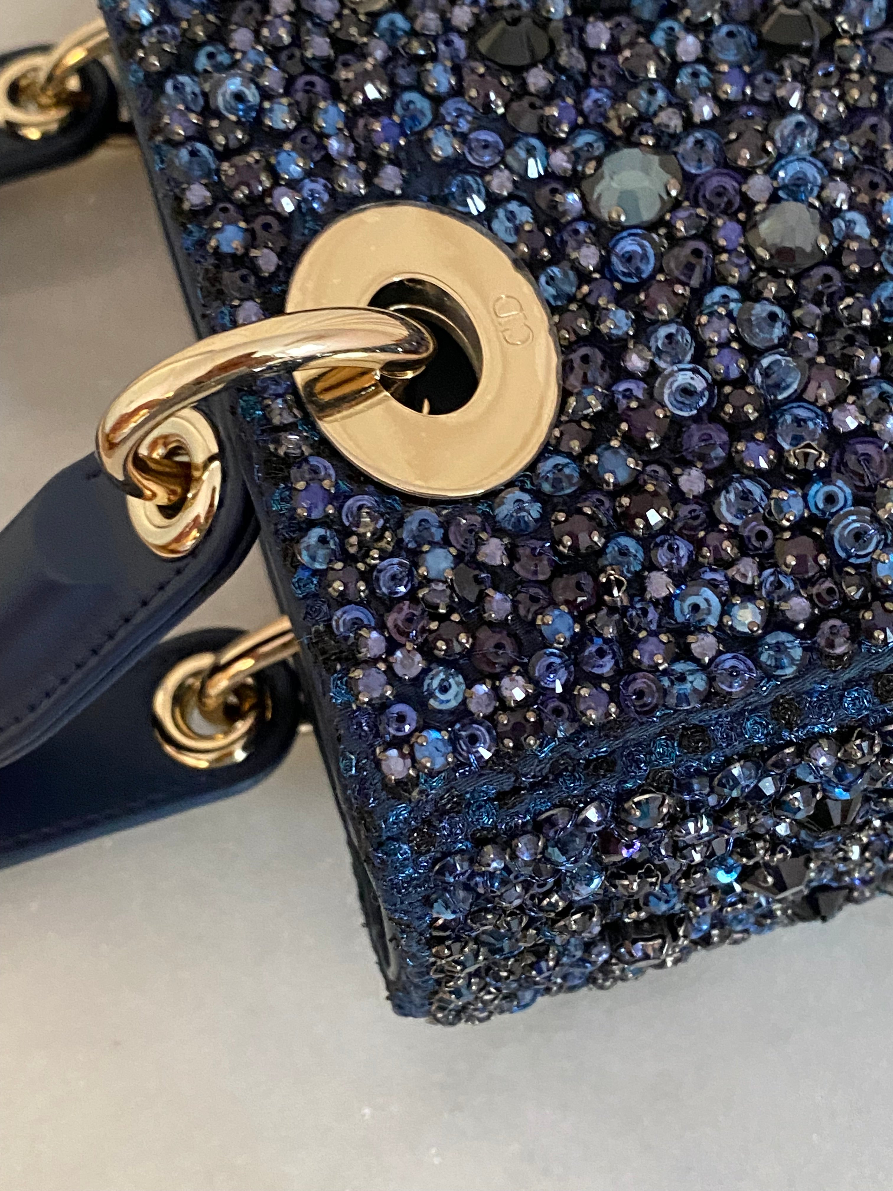 Christian Dior Blue Strass Small Lady Dior Bag