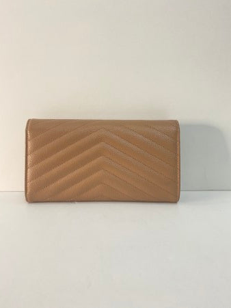 YSL Beige Monogram Flap Wallet