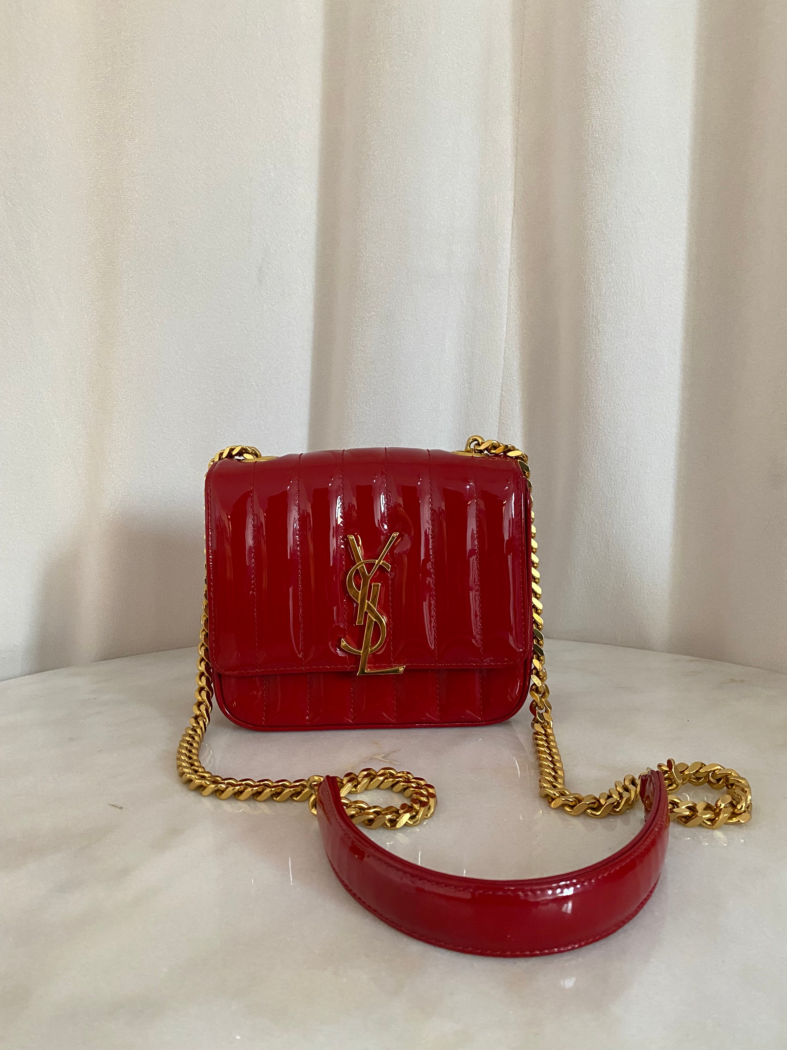 YSL Red Vicky Vernis Crossbody Small Bag