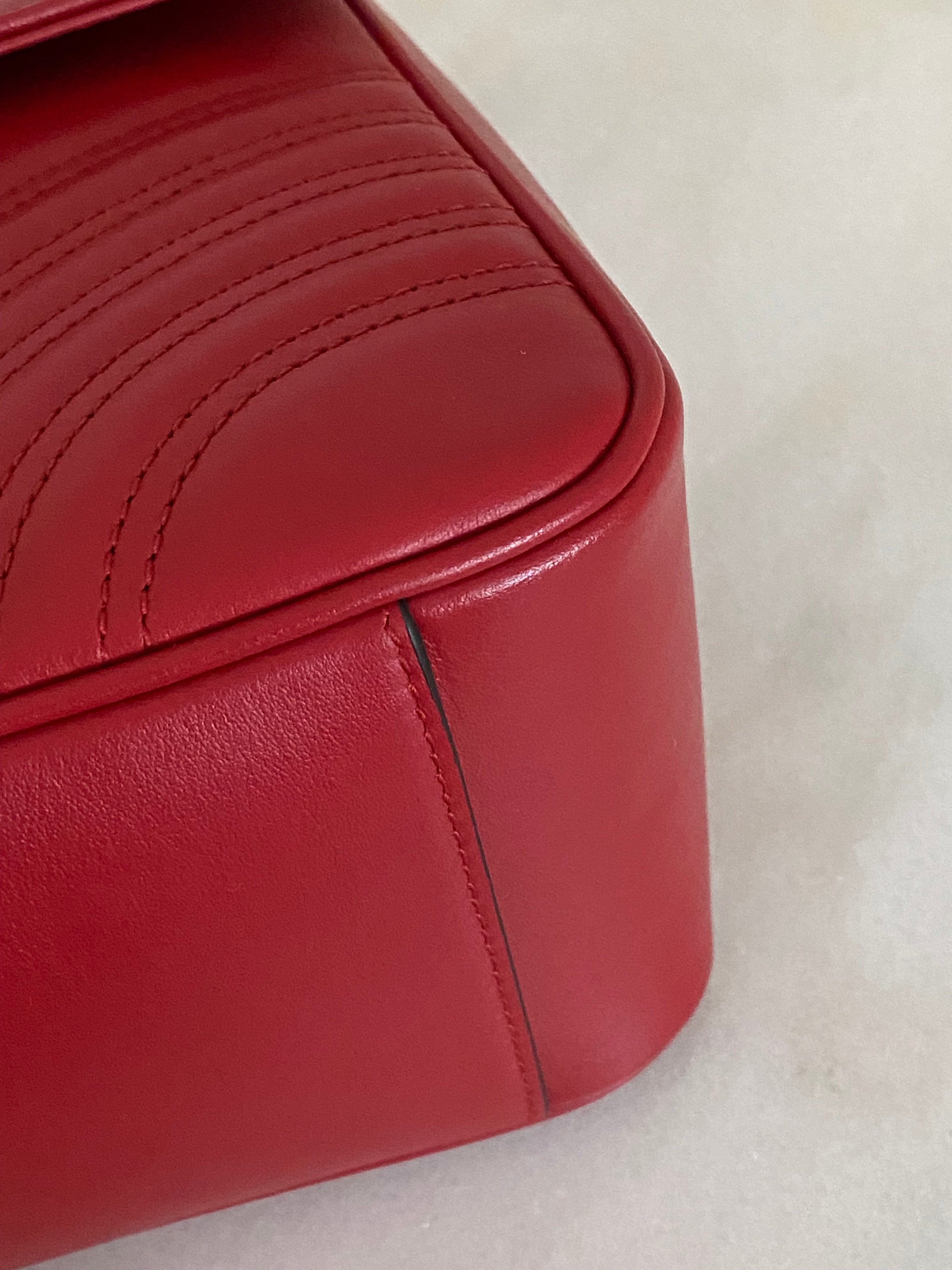 Gucci Red GG Marmont Top Handle Bag W/ Strap