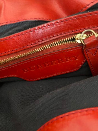 Burberry Red Bridle House Check Top Handle Bag