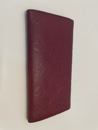 Louis Vuitton Dark Red Monogram Empreinte Sarah Long Wallet W/ Initials N.O.N