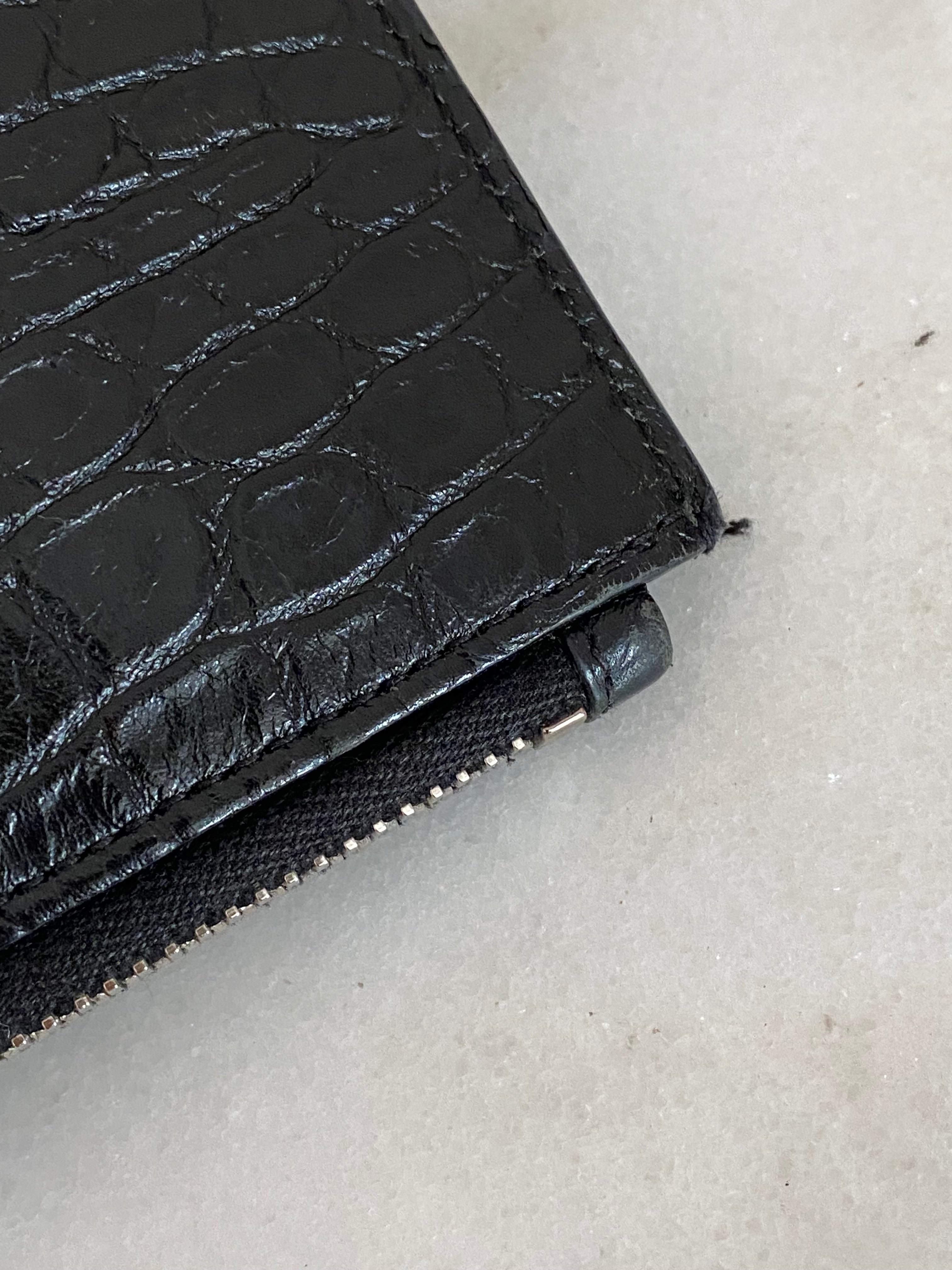 YSL Black Croco Pouch