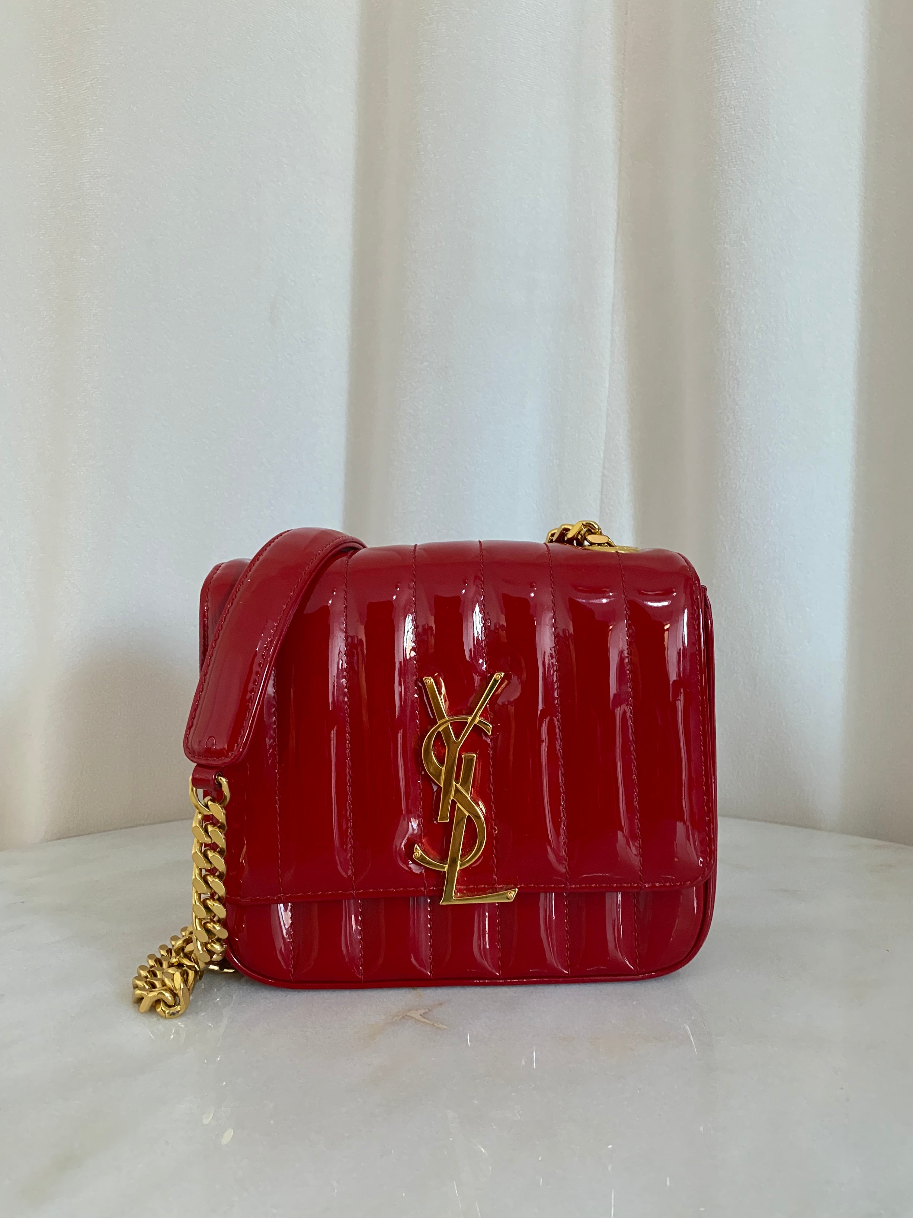 YSL Red Vicky Vernis Crossbody Small Bag