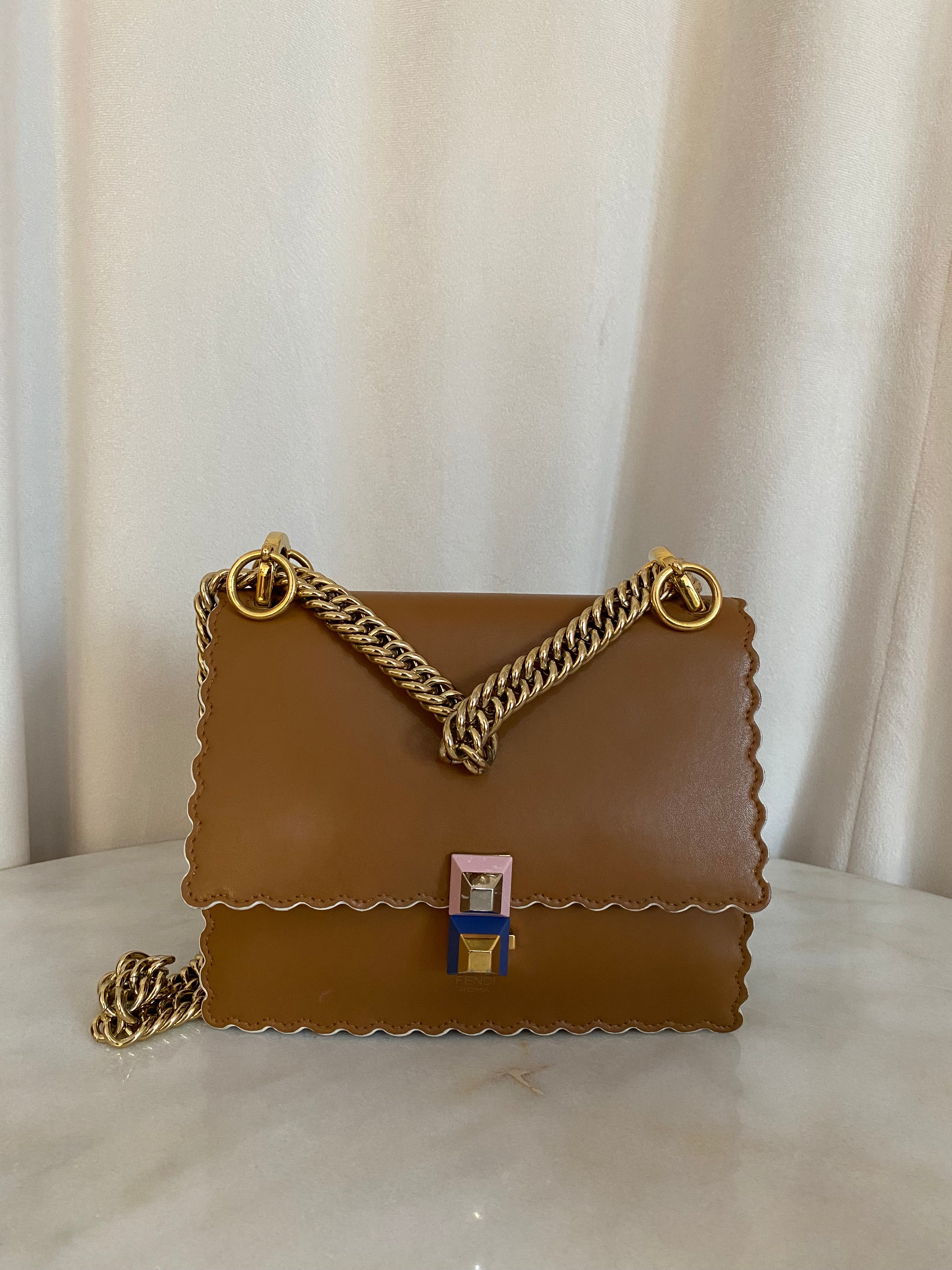 Fendi Brown Kan I Scalloped Bag