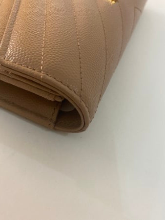 YSL Beige Monogram Flap Wallet