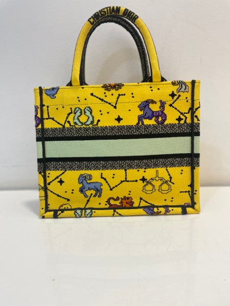 Christian Dior Yellow Embroidery Pixel Zodiac Small Book Bag