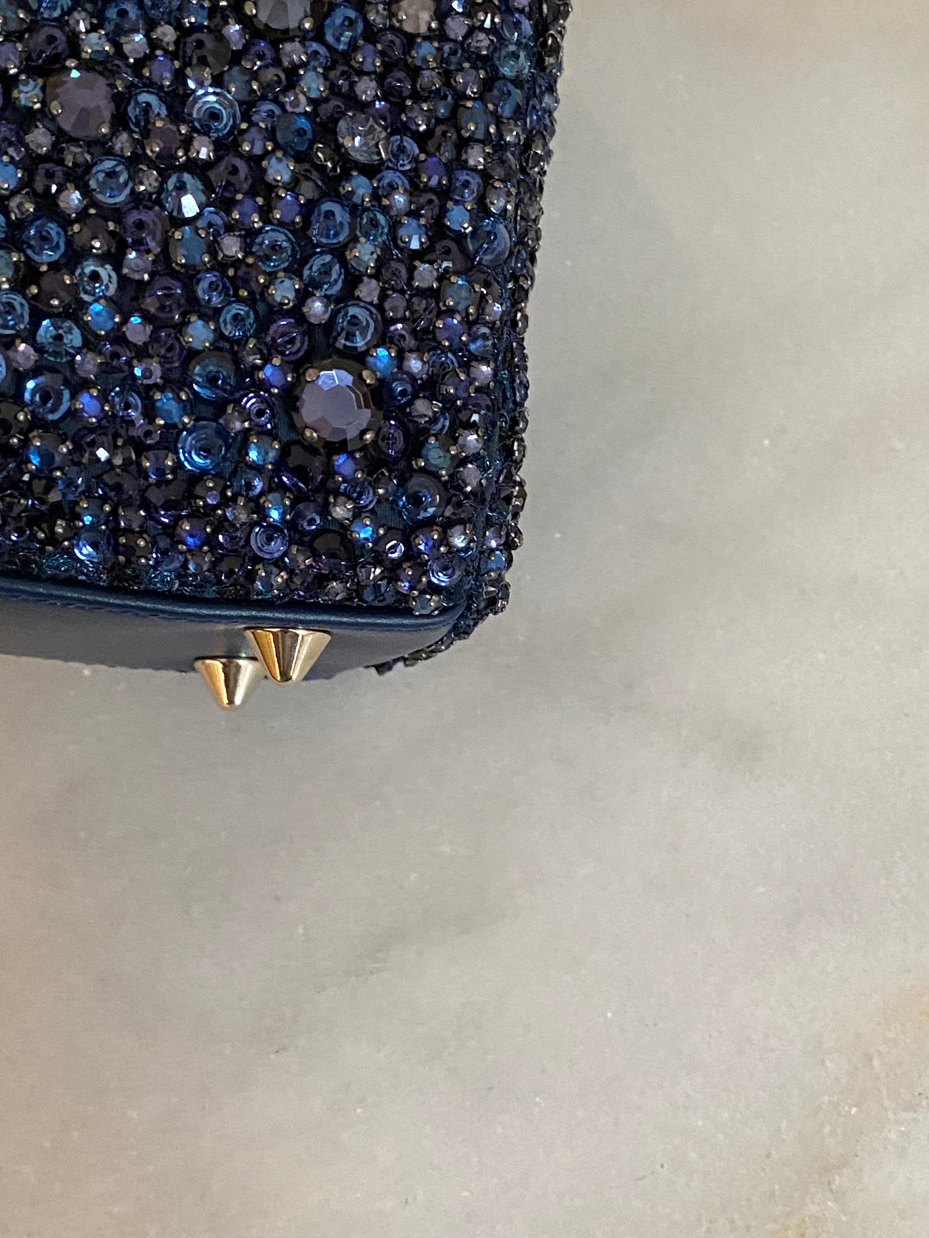 Christian Dior Blue Strass Small Lady Dior Bag