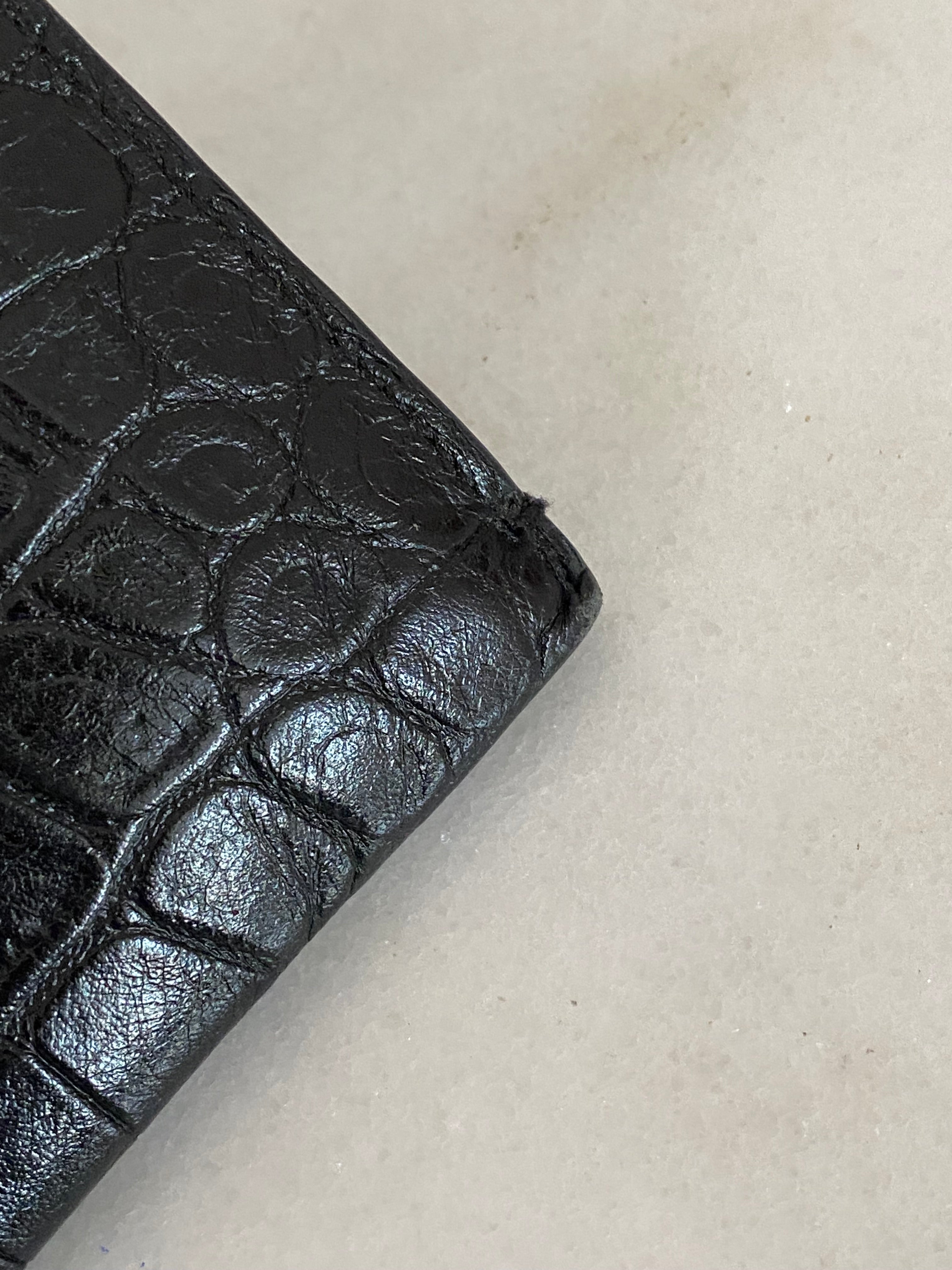 YSL Black Croco Pouch