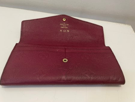 Louis Vuitton Dark Red Monogram Empreinte Sarah Long Wallet W/ Initials N.O.N