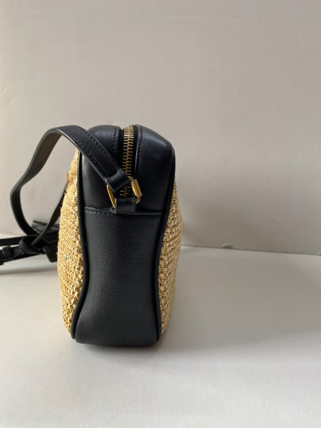 YSL Bicolor Raffia Lou Camera Bag