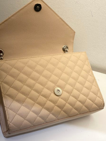 YSL Beige Monogram Envelope Medium Bag