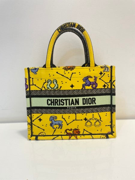 Christian Dior Yellow Embroidery Pixel Zodiac Small Book Bag