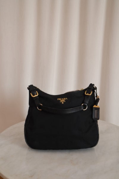 Prada Black Nylon Hobo Bag