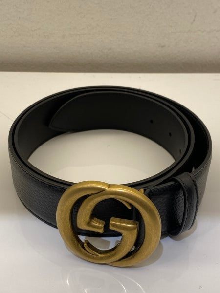 Gucci Black Interlocking G Buckle Men Belt 40