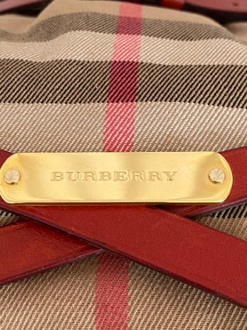 Burberry Red Bridle House Check Top Handle Bag