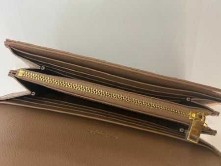 YSL Beige Monogram Flap Wallet