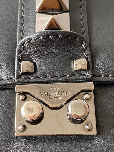 Valentino Black Rockstud Glam Lock Bag