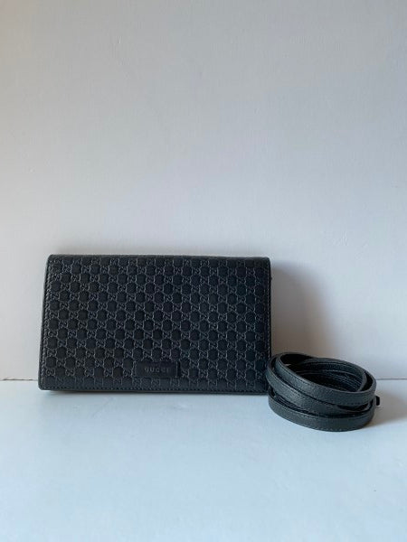 Gucci Black GG Microguccissima Logo Crossbody WOC