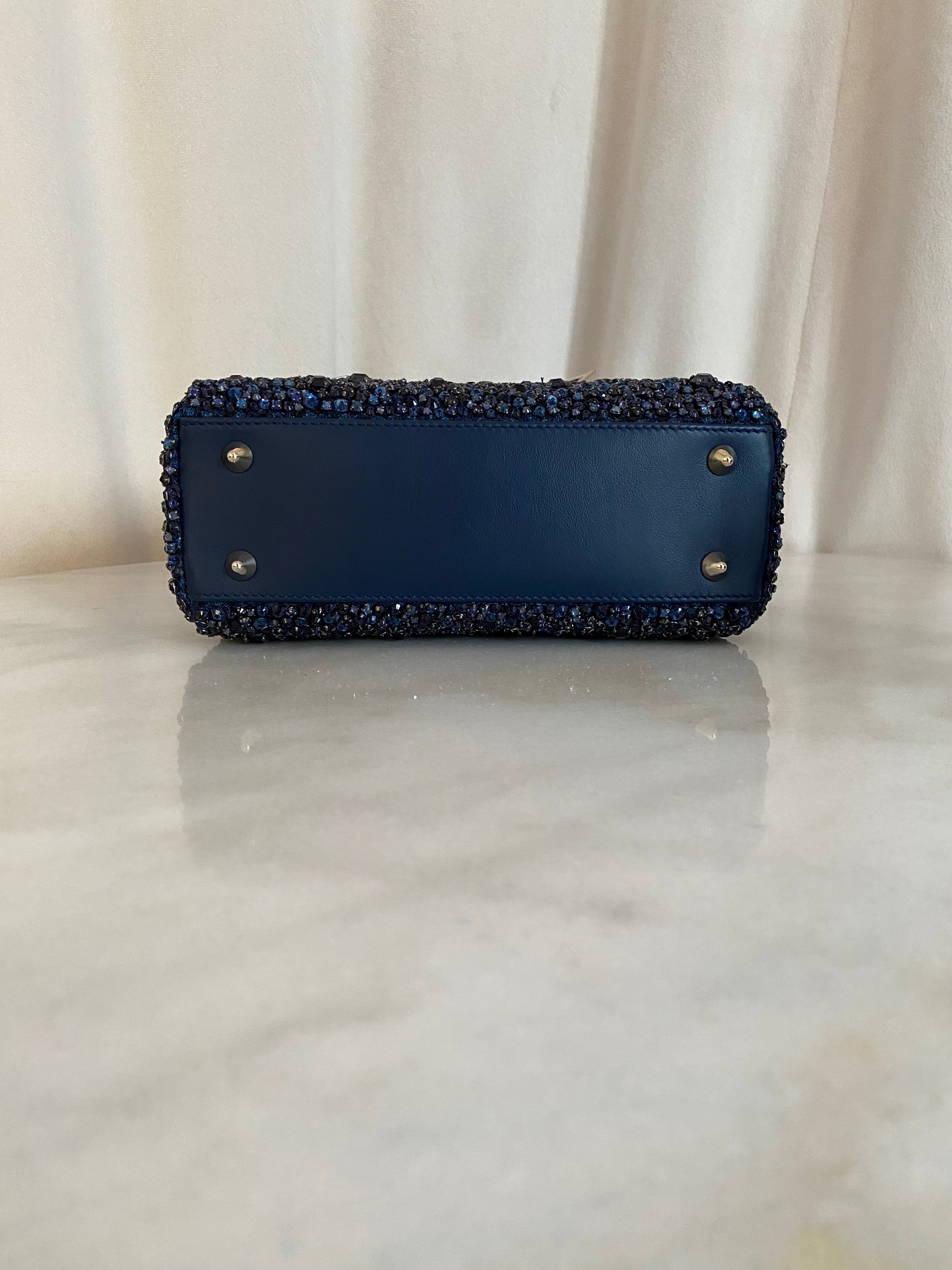 Christian Dior Blue Strass Small Lady Dior Bag