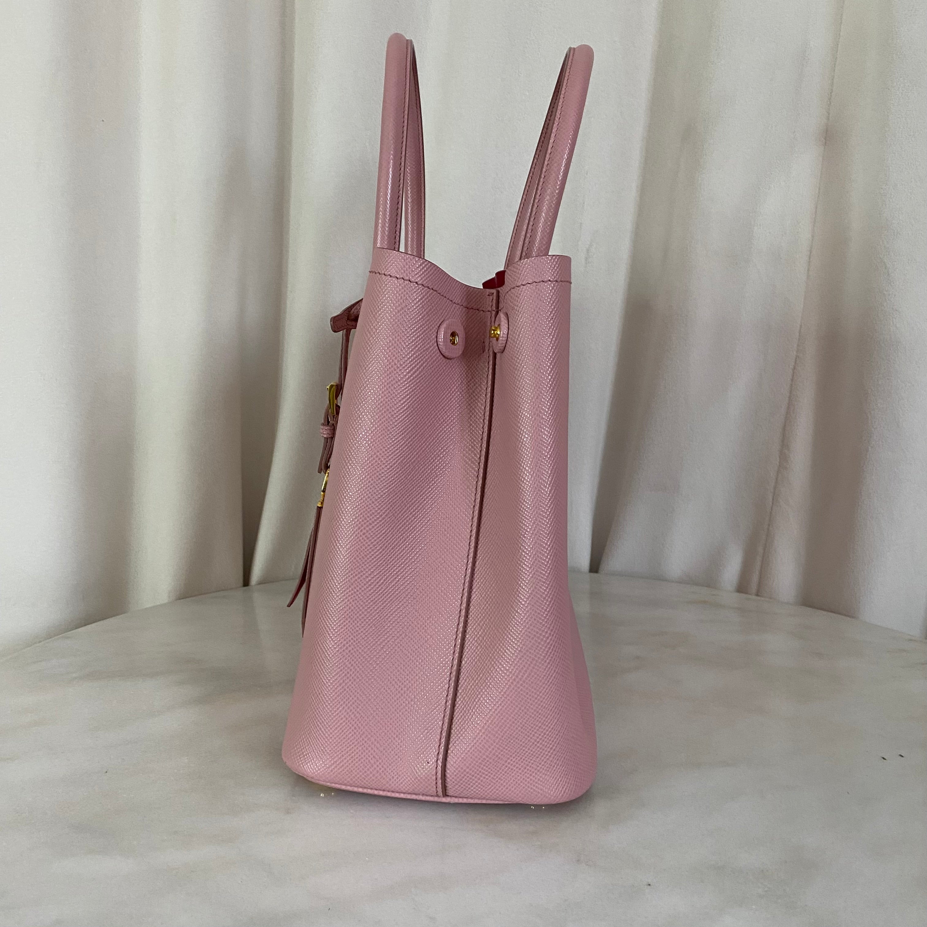 Prada Pink Medium Double Bag W/ Strap