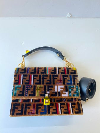 Fendi Multicolor Velvet Kan I Top Handle Bag