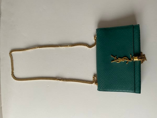 YSL Green Python Kate Tassel Medium Bag