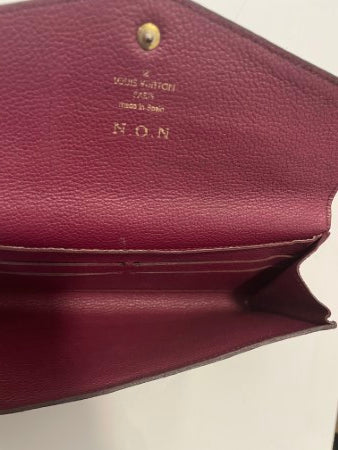 Louis Vuitton Dark Red Monogram Empreinte Sarah Long Wallet W/ Initials N.O.N