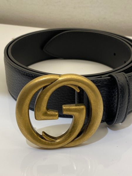 Gucci Black Interlocking G Buckle Men Belt 40