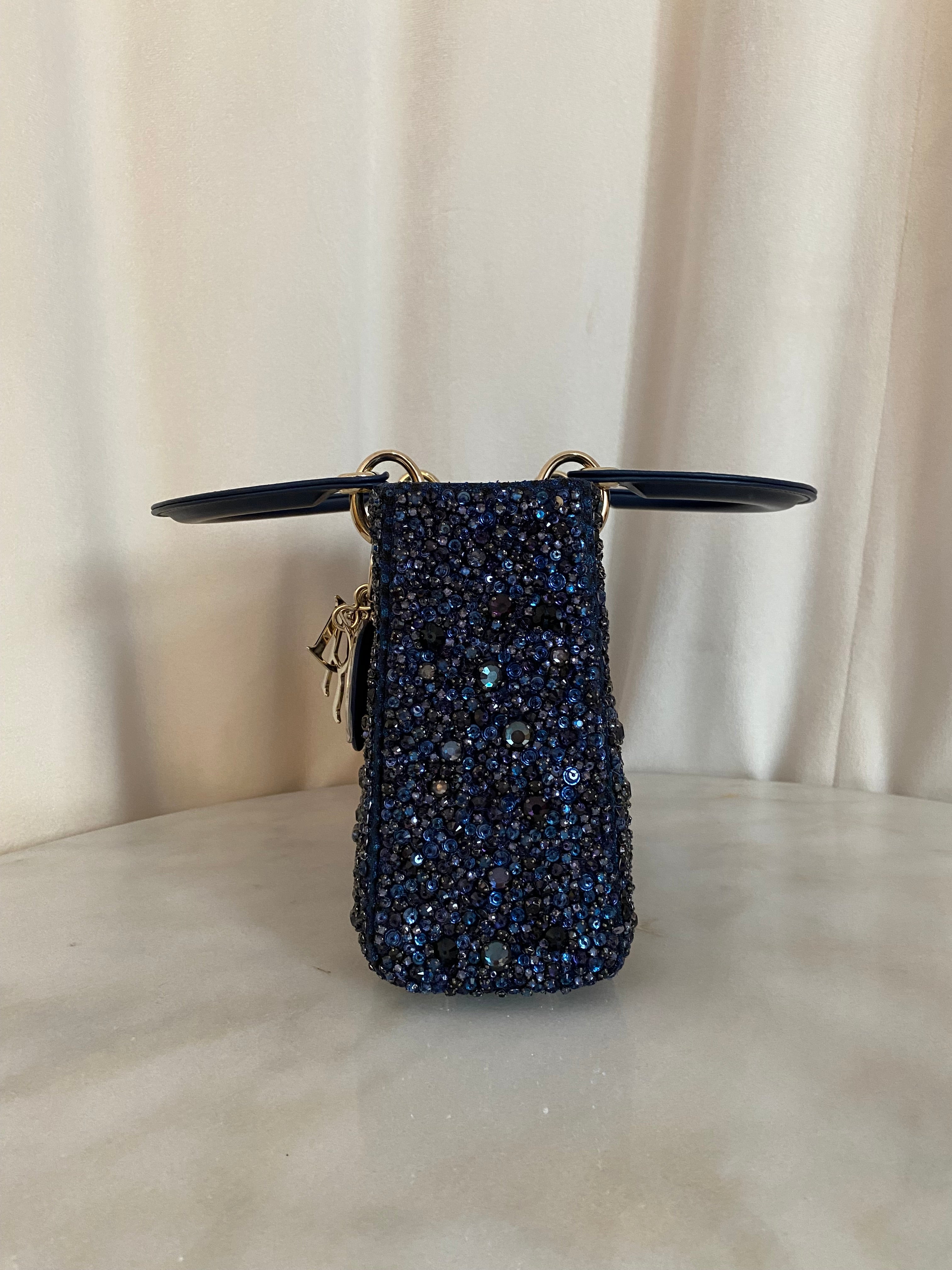 Christian Dior Blue Strass Small Lady Dior Bag