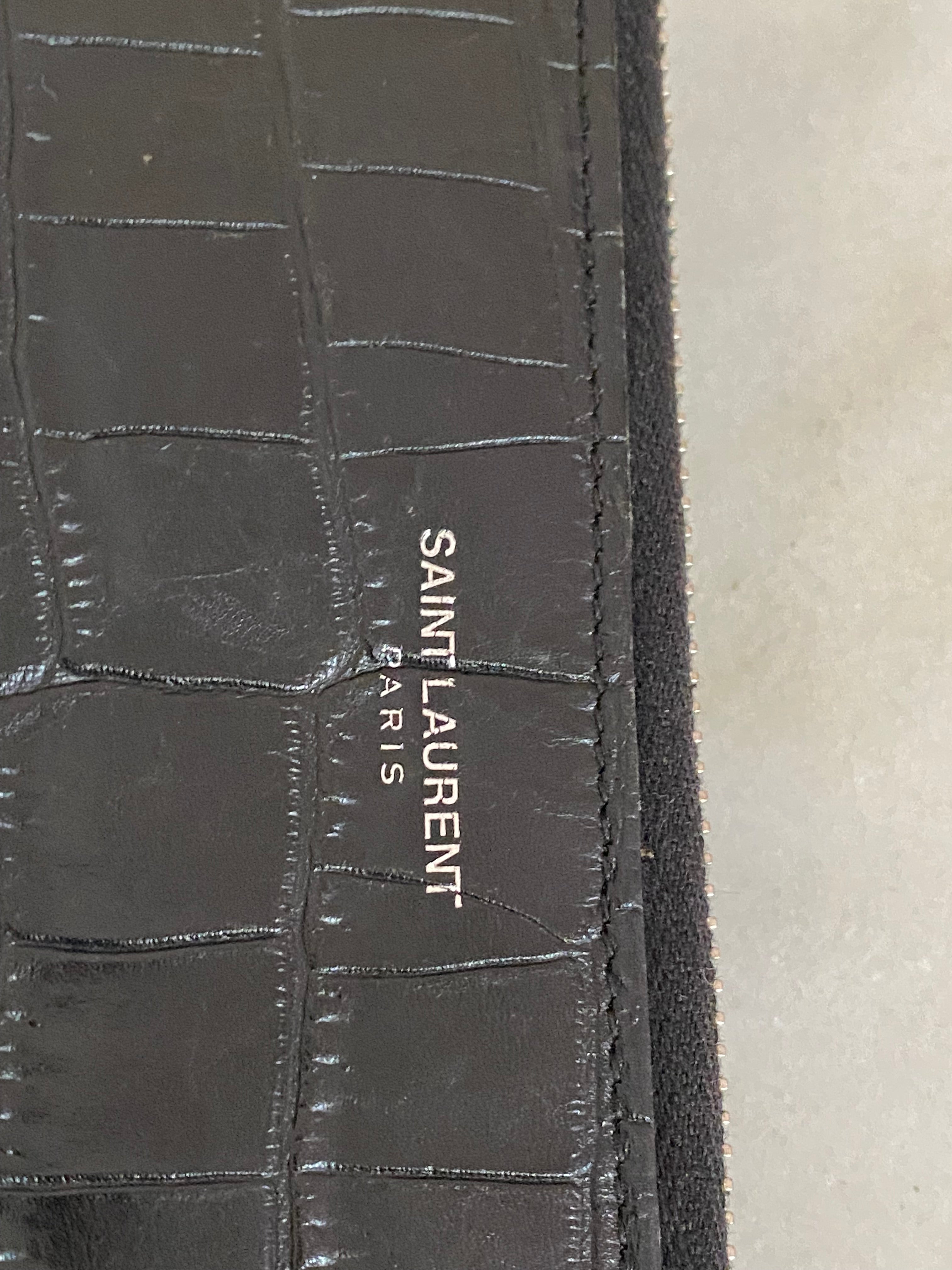 YSL Black Croco Pouch