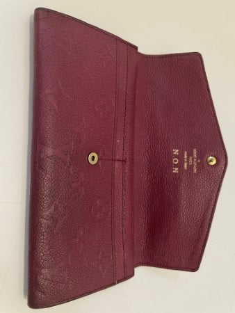 Louis Vuitton Dark Red Monogram Empreinte Sarah Long Wallet W/ Initials N.O.N