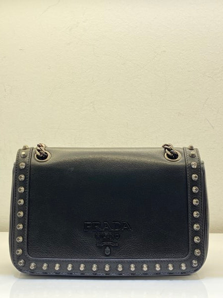 Prada Black Flap Studded Bag