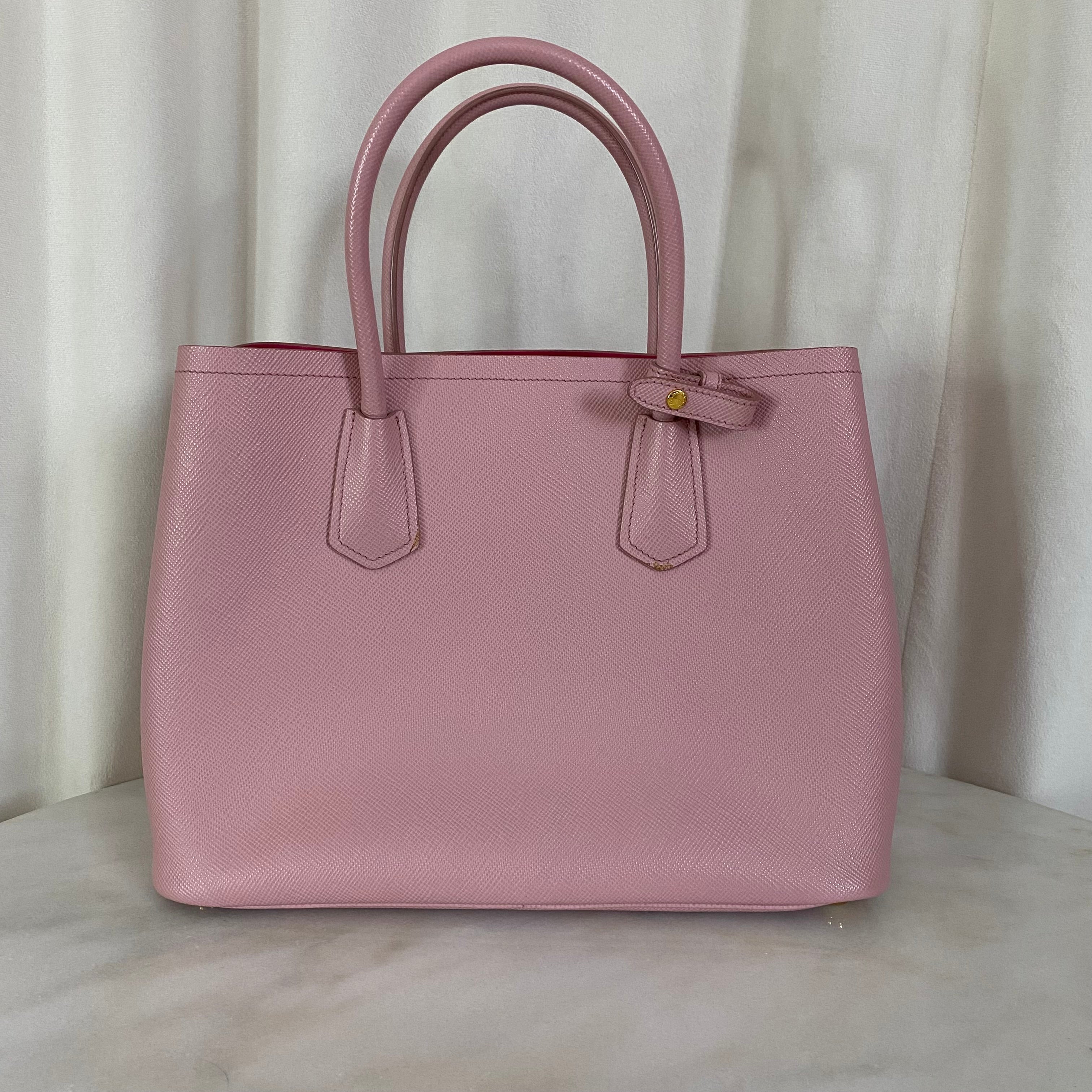 Prada Pink Medium Double Bag W/ Strap