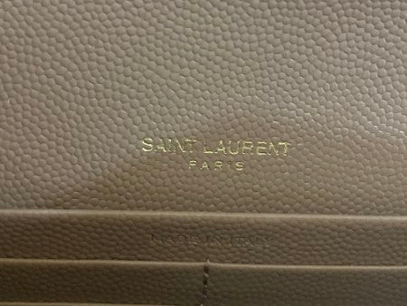 YSL Beige Monogram Flap Wallet