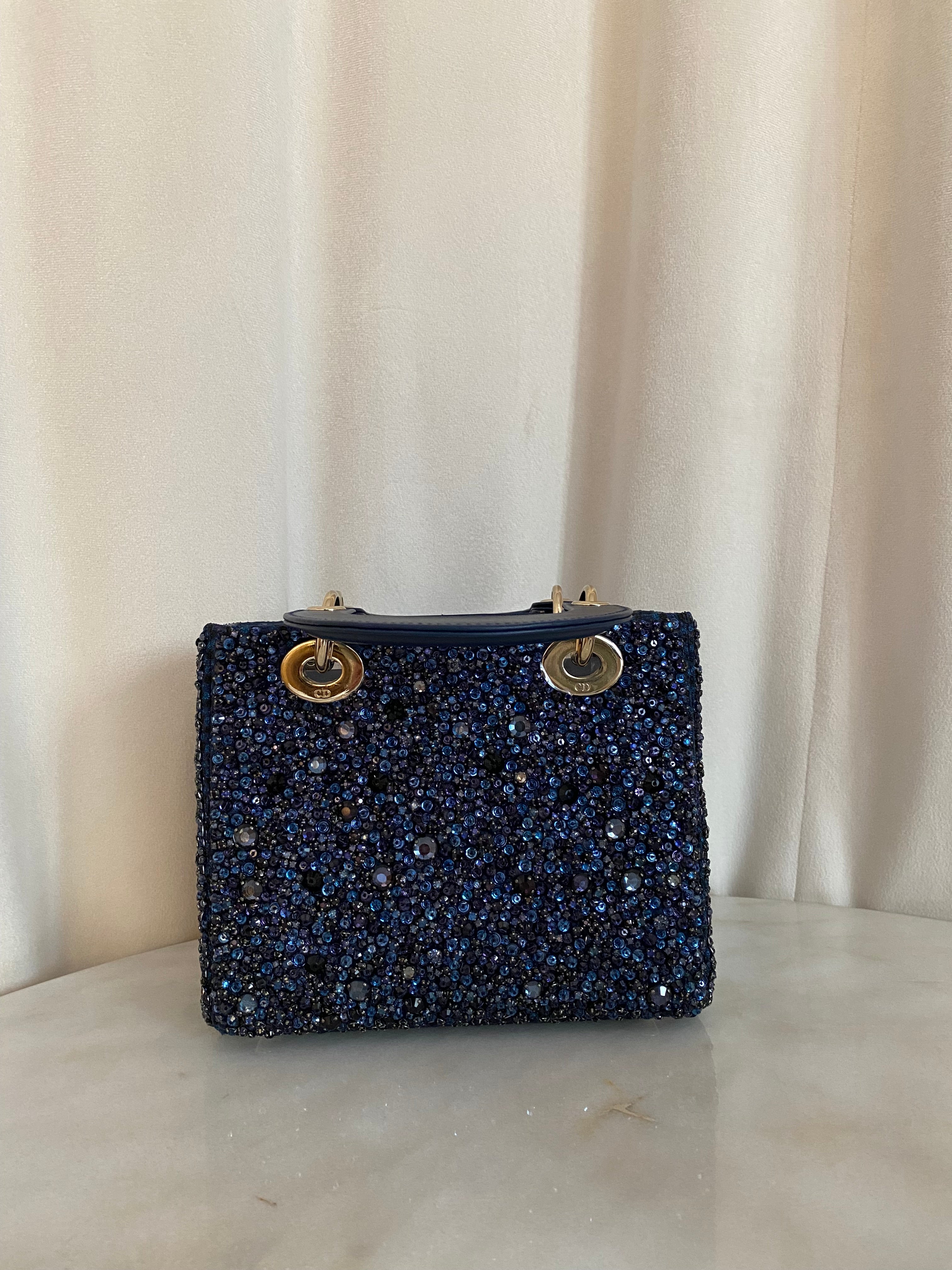 Christian Dior Blue Strass Small Lady Dior Bag