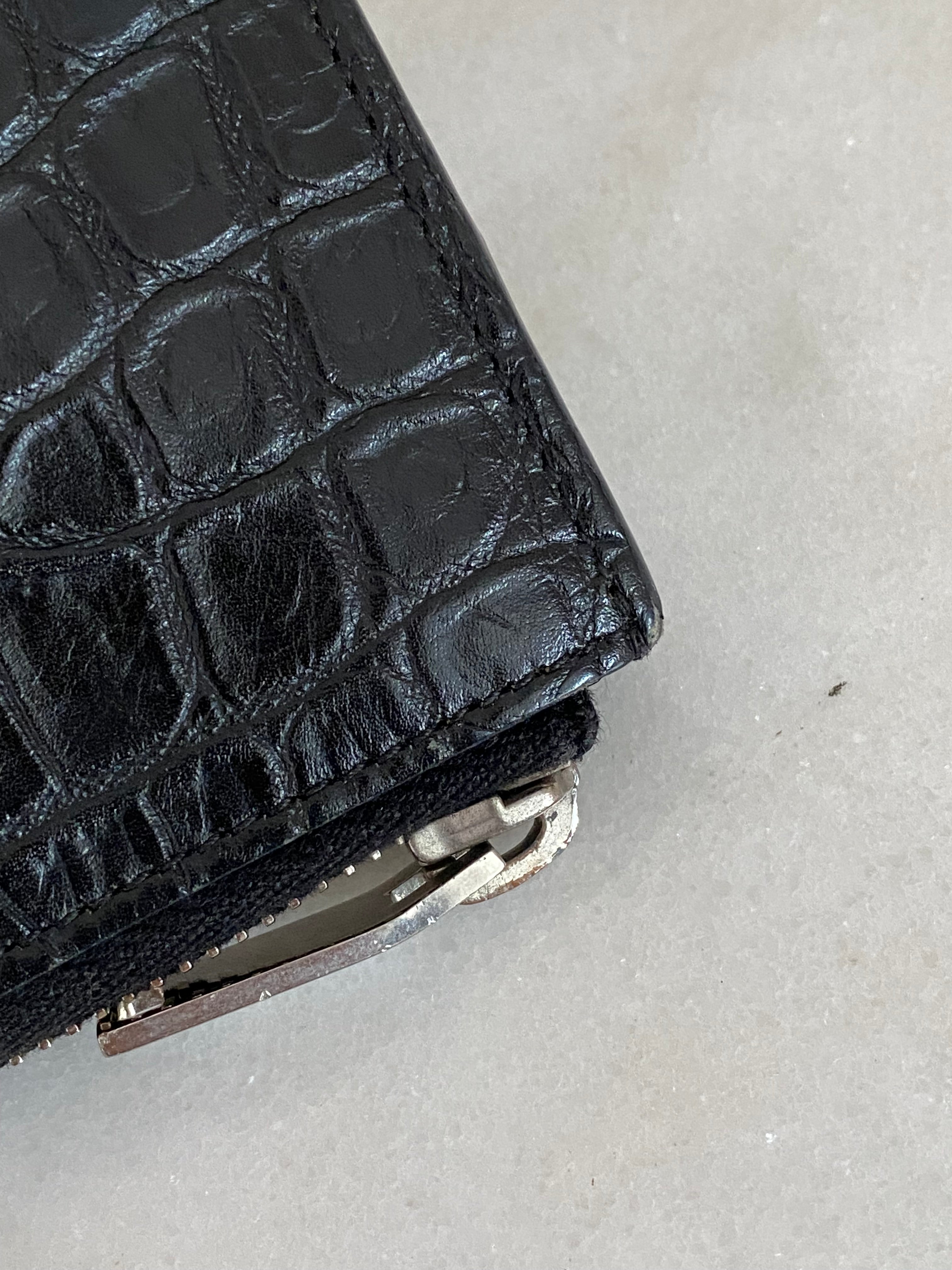 YSL Black Croco Pouch