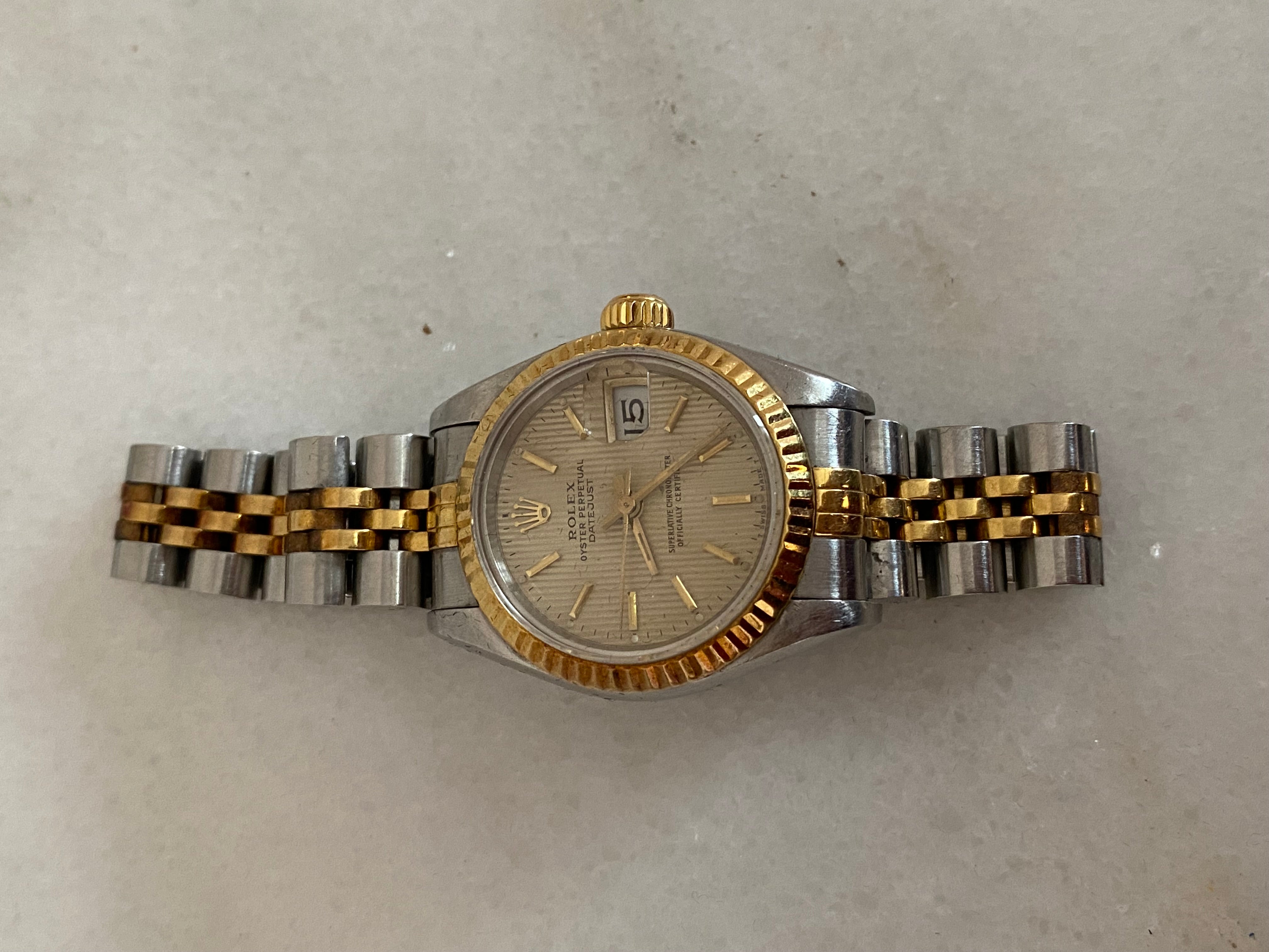 Rolex 18K Yellow Gold Stainless Steel Oyster Perpetual Datejust 26mm Watch