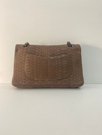 Chanel Brown Python Double Flap Small Bag