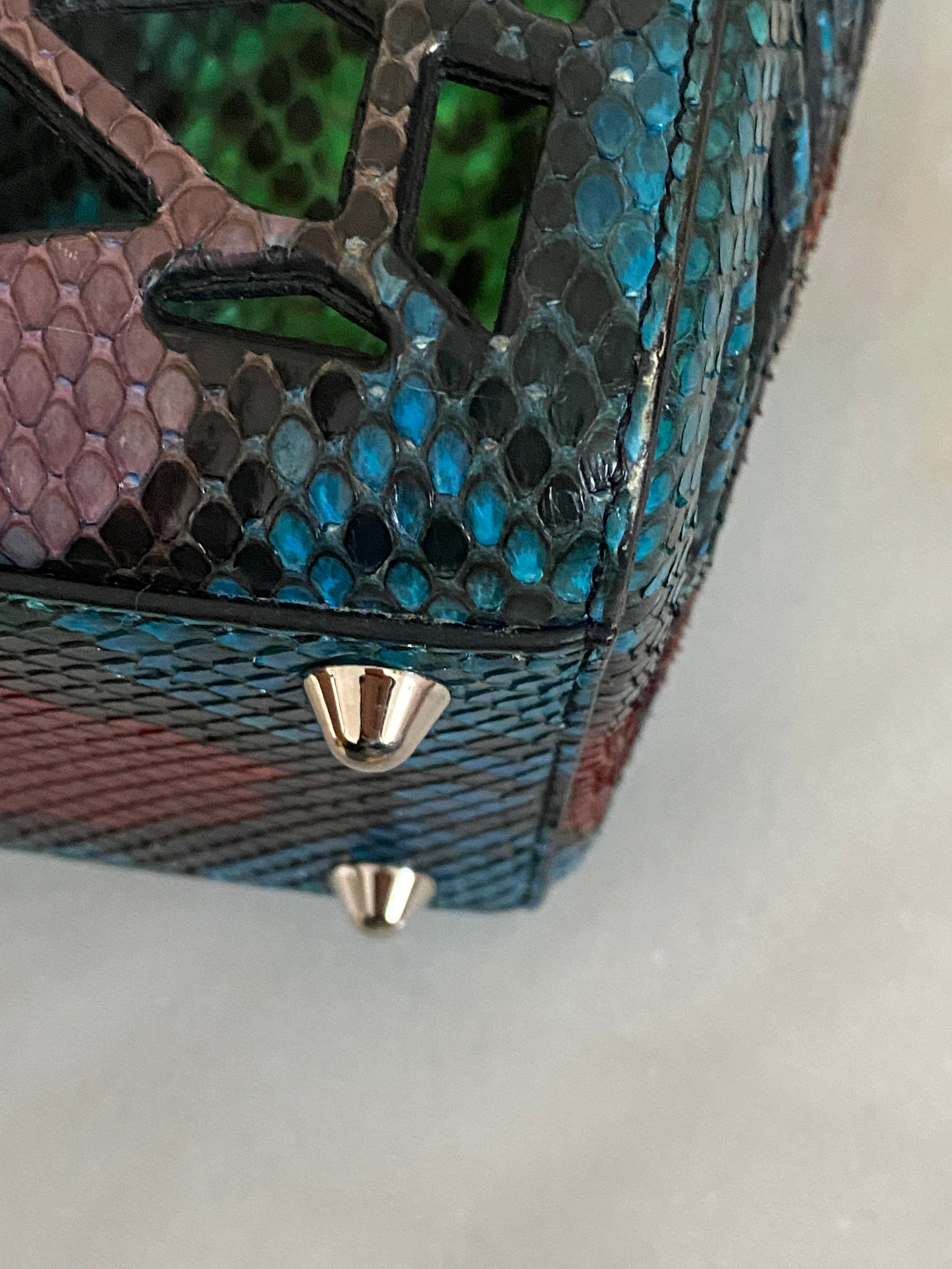 Christian Dior Multicolor Python Lady Dior Bag