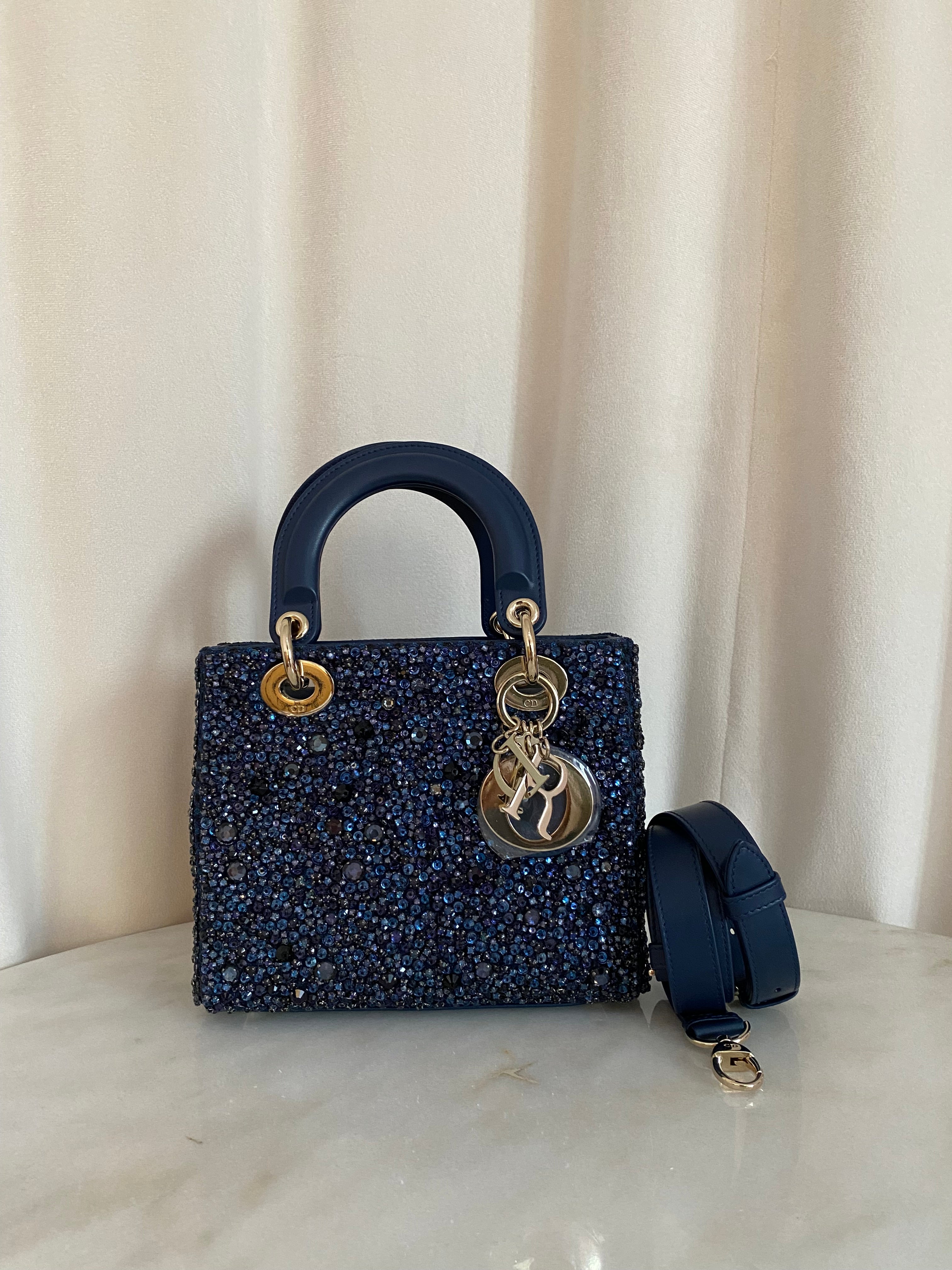 Christian Dior Blue Strass Small Lady Dior Bag