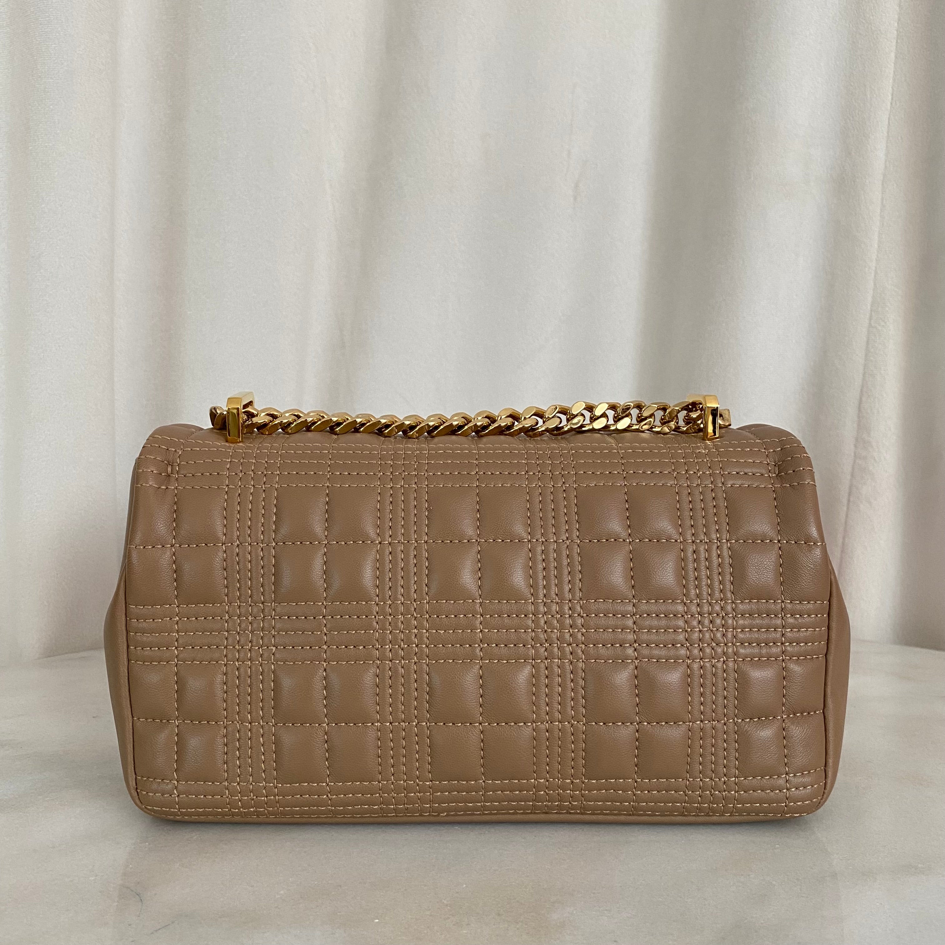 Burberry Beige TB Small Quilted Lola Bag