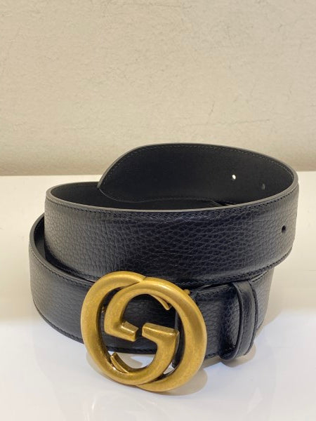 Gucci Black Interlocking G Buckle Men Belt 40