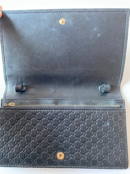 Gucci Black GG Microguccissima Logo Crossbody WOC