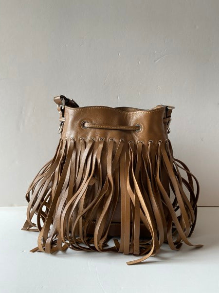 Prada Camel Fringe Bucket Bag